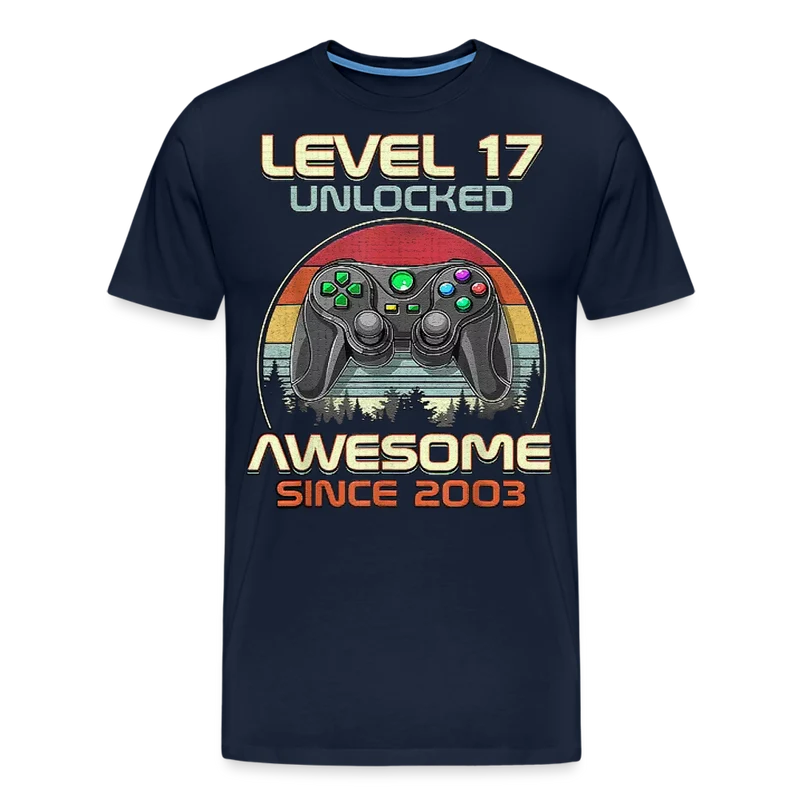 Gamer T-Shirt Top Level 17 Unlocked Fashion Herren Streetwear 100% Baumwolle