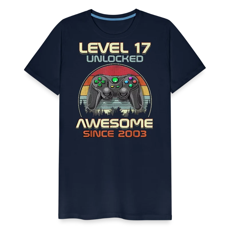 Gamer T-Shirt Top Level 17 Unlocked Fashion Herren Streetwear 100% Baumwolle