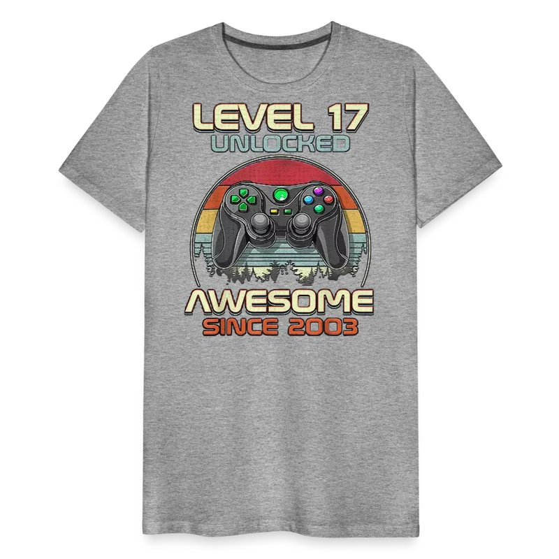 Gamer T-Shirt Top Level 17 Unlocked Fashion Herren Streetwear 100% Baumwolle