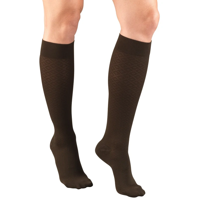TRUFORM® Women's Trouser Knee High 15-20 mmHg, Diamond Pattern