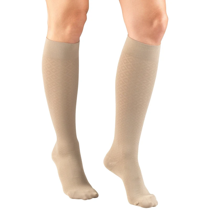 TRUFORM® Women's Trouser Knee High 15-20 mmHg, Diamond Pattern