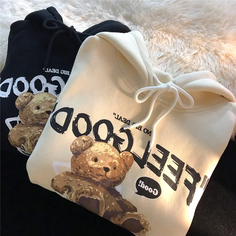 Teddybär Kapuzenpullover Sweatshirt Fleece Hoodie Pulli Damen Kapuzenpulli Streetwear