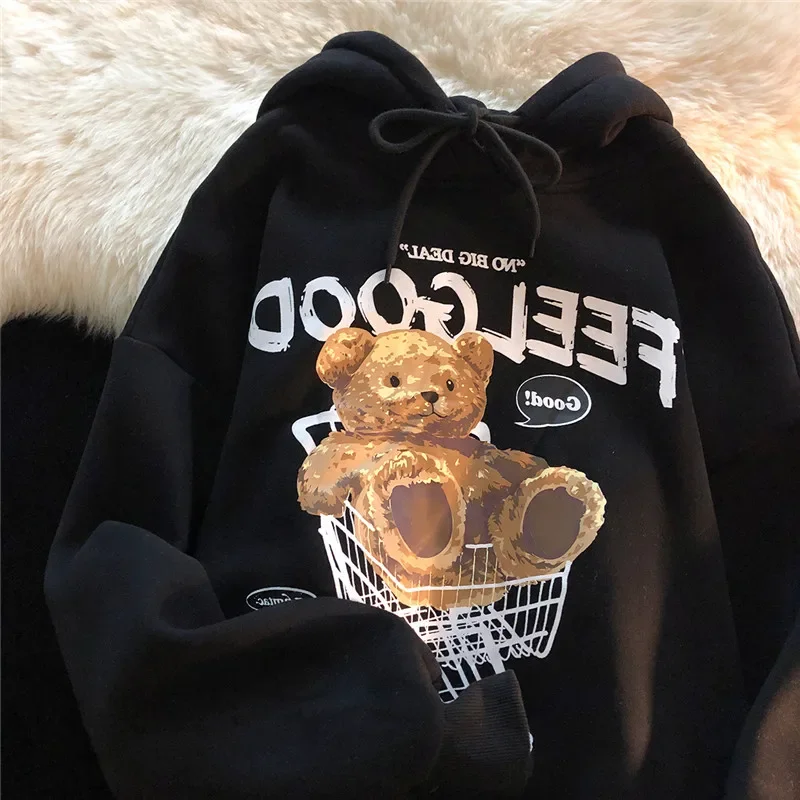 Teddybär Kapuzenpullover Sweatshirt Fleece Hoodie Pulli Damen Kapuzenpulli Streetwear