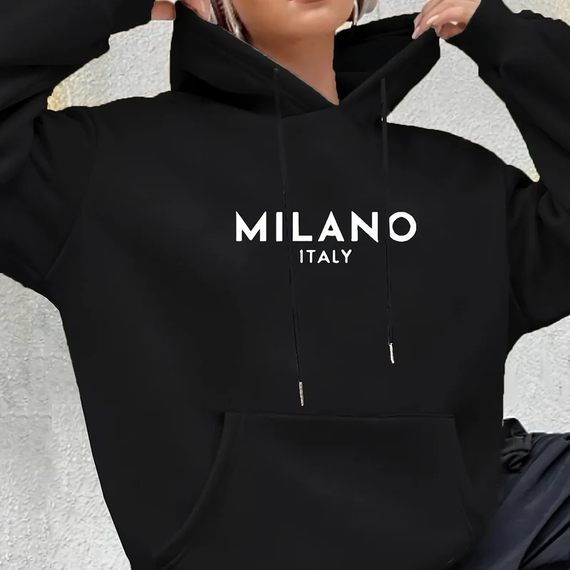 Milano Kapuzenpullover Sweatshirt Hoodie Pulli Damen Kapuzenpulli Streetwear
