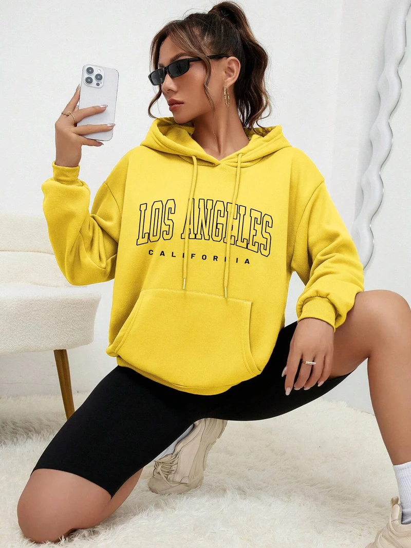 Los Angeles Kapuzenpullover Sweatshirt Hoodie Pulli Damen Kapuzenpulli Shirt