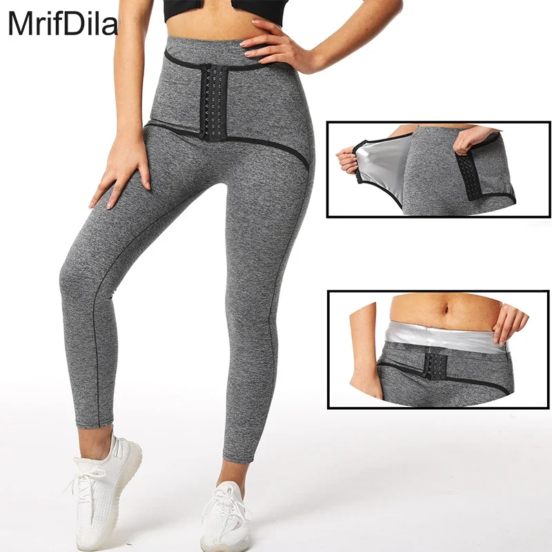 Damen Neopren Sauna Hose Schwitzhose Yogahose Thermoeffekt Abnehmen Hose Leggins