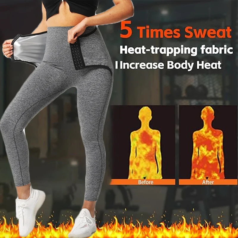 Damen Neopren Sauna Hose Schwitzhose Yogahose Thermoeffekt Abnehmen Hose Leggins