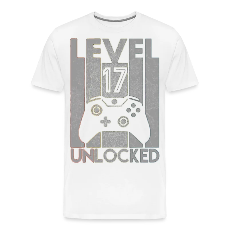 Gamer T-Shirt Top Level 17 Unlocked Fashion Herren Streetwear 100% Baumwolle