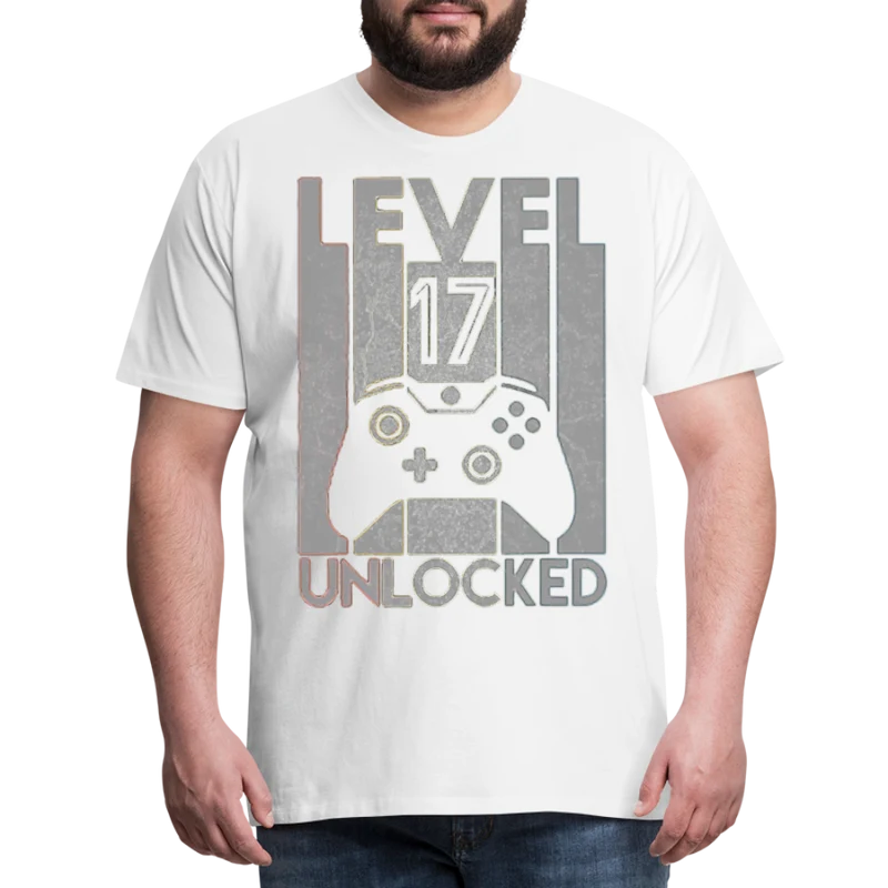 Gamer T-Shirt Top Level 17 Unlocked Fashion Herren Streetwear 100% Baumwolle