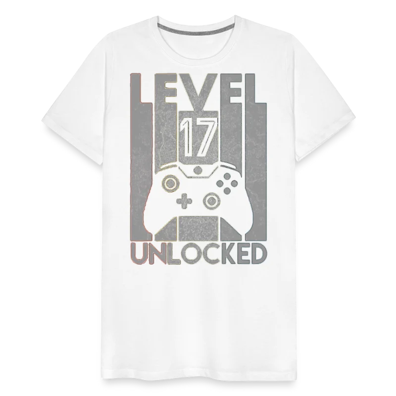 Gamer T-Shirt Top Level 17 Unlocked Fashion Herren Streetwear 100% Baumwolle