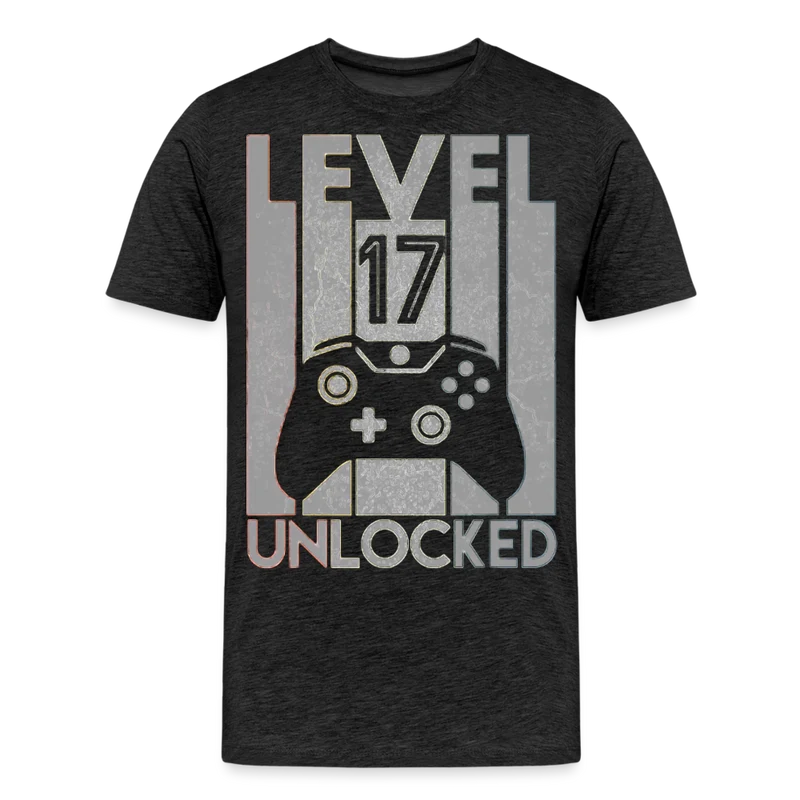 Gamer T-Shirt Top Level 17 Unlocked Fashion Herren Streetwear 100% Baumwolle