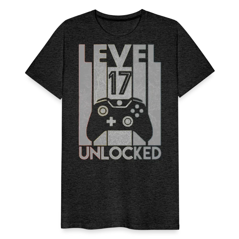Gamer T-Shirt Top Level 17 Unlocked Fashion Herren Streetwear 100% Baumwolle