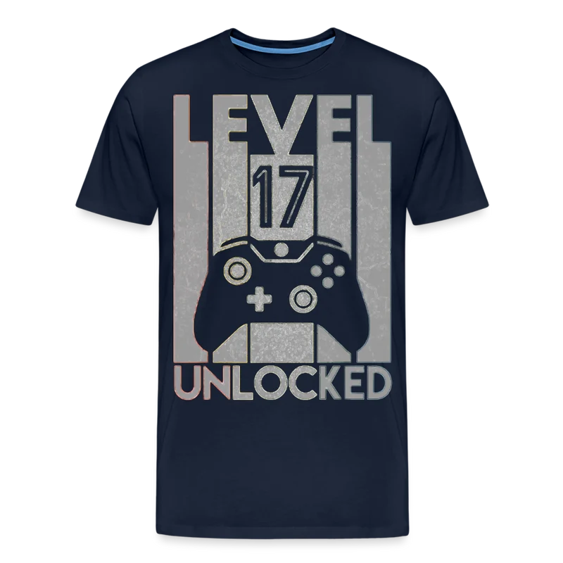 Gamer T-Shirt Top Level 17 Unlocked Fashion Herren Streetwear 100% Baumwolle