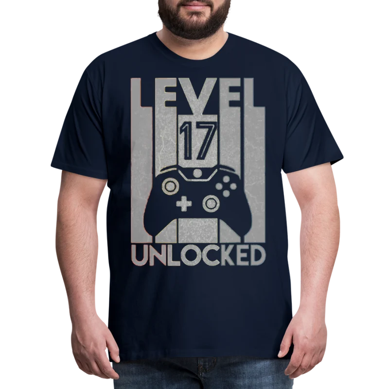 Gamer T-Shirt Top Level 17 Unlocked Fashion Herren Streetwear 100% Baumwolle