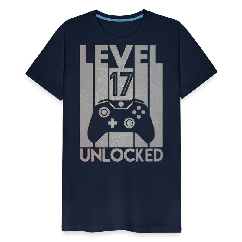 Gamer T-Shirt Top Level 17 Unlocked Fashion Herren Streetwear 100% Baumwolle