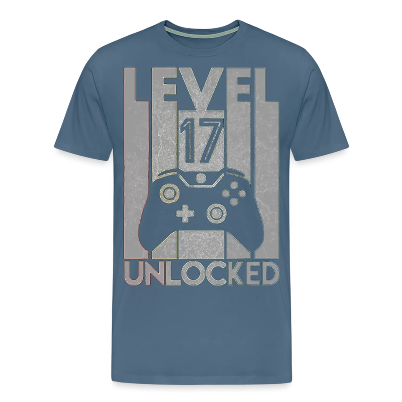 Gamer T-Shirt Top Level 17 Unlocked Fashion Herren Streetwear 100% Baumwolle