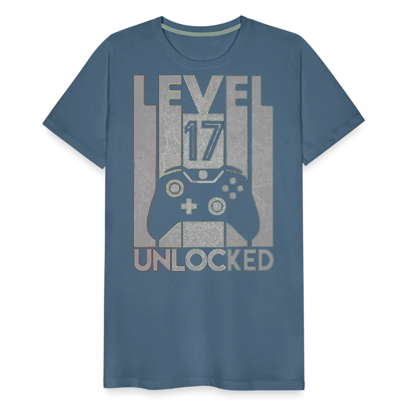 Gamer T-Shirt Top Level 17 Unlocked Fashion Herren Streetwear 100% Baumwolle
