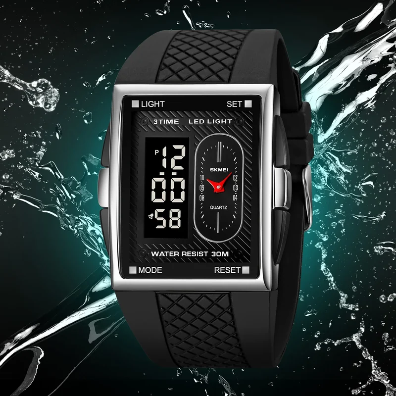 Herren Armbanduhr Digital Uhr Silber Edelstahl LED Quarzuhr Luxus Chronograph