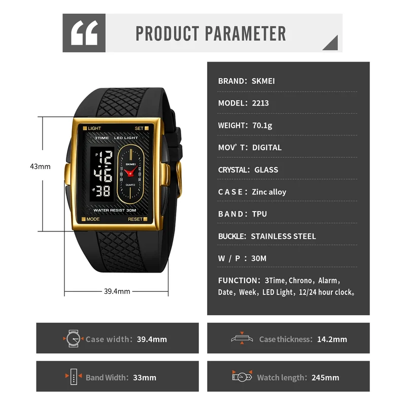 Herren Armbanduhr Digital Uhr Silber Edelstahl LED Quarzuhr Luxus Chronograph