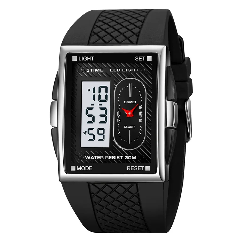 Herren Armbanduhr Digital Uhr Silber Edelstahl LED Quarzuhr Luxus Chronograph