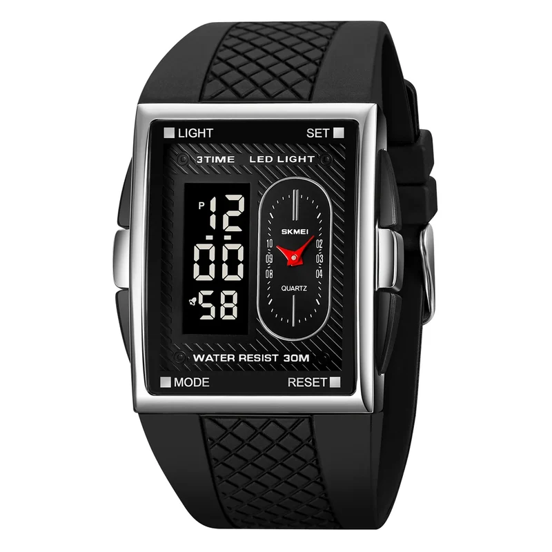 Herren Armbanduhr Digital Uhr Silber Edelstahl LED Quarzuhr Luxus Chronograph
