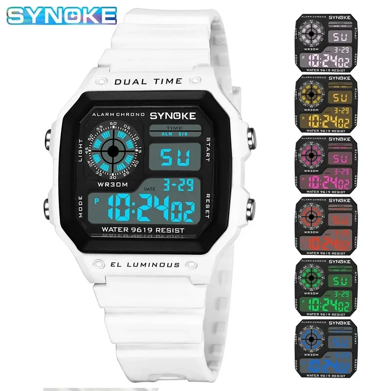 Herren Armbanduhr Digital Uhr Silber Edelstahl Quarzuhr Luxus Chronograph 3 Bar