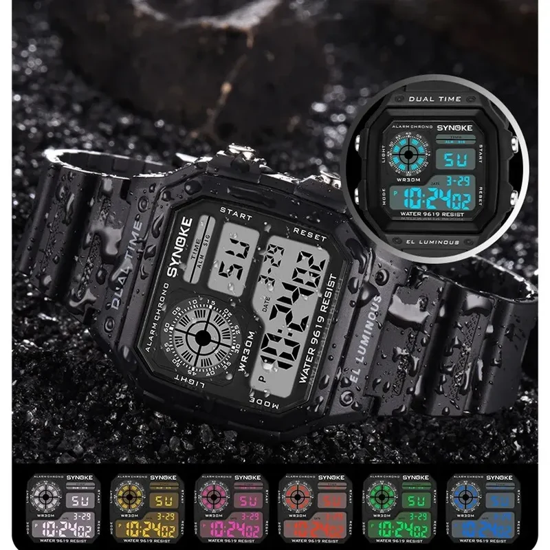 Herren Armbanduhr Digital Uhr Silber Edelstahl Quarzuhr Luxus Chronograph 3 Bar