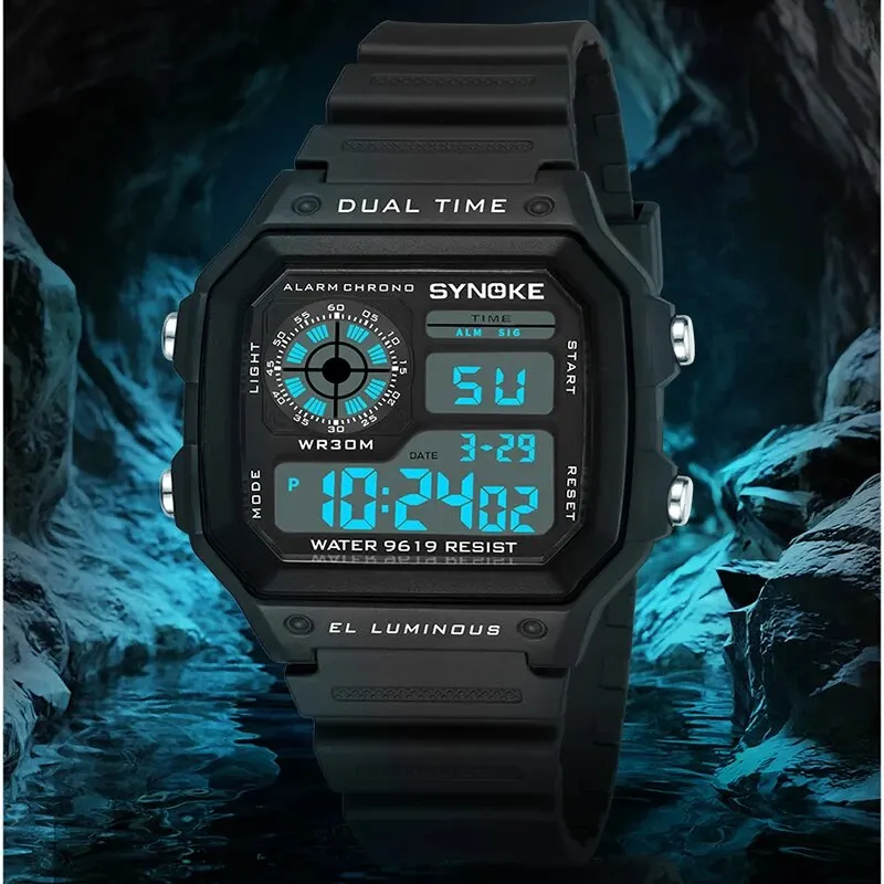 Herren Armbanduhr Digital Uhr Silber Edelstahl Quarzuhr Luxus Chronograph 3 Bar