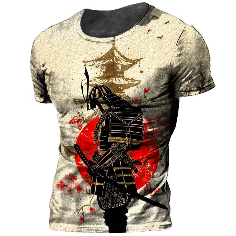 Fashion Herren Samurai Harajuku Vintage T-Shirt Unisex Streetwear Tank Top