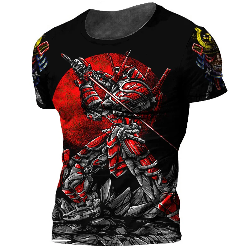 Fashion Herren Samurai Harajuku Vintage T-Shirt Unisex Streetwear Tank Top