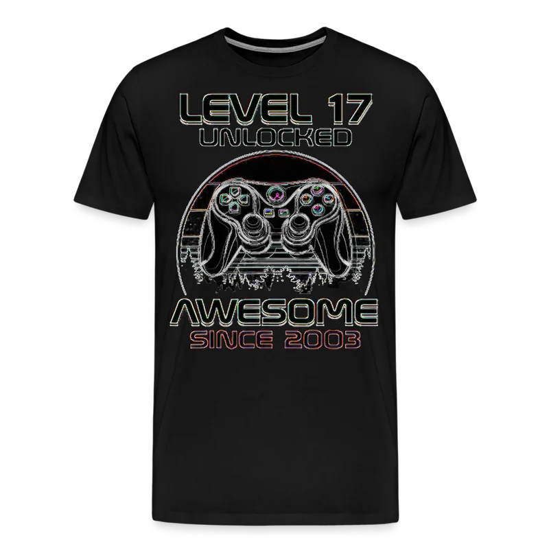Gamer T-Shirt Top Level 17 Unlocked Fashion Herren Streetwear 100% Baumwolle