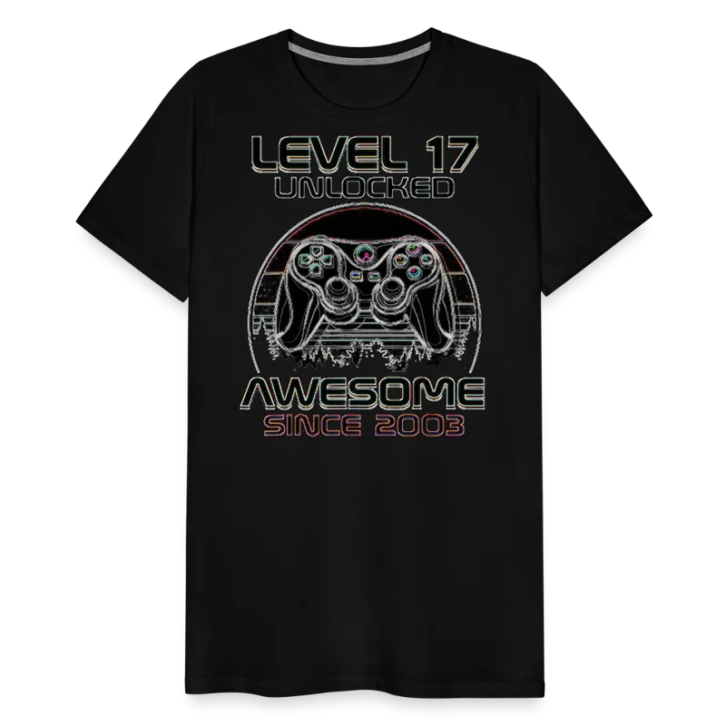 Gamer T-Shirt Top Level 17 Unlocked Fashion Herren Streetwear 100% Baumwolle