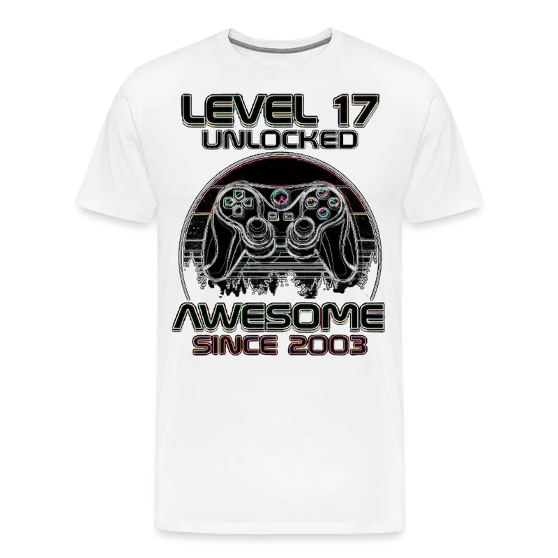 Gamer T-Shirt Top Level 17 Unlocked Fashion Herren Streetwear 100% Baumwolle