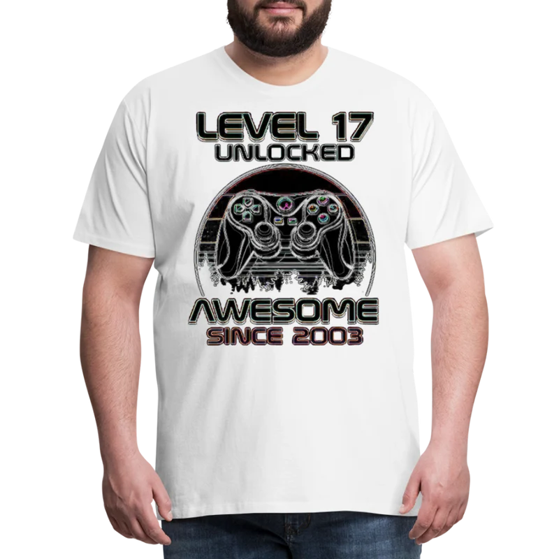 Gamer T-Shirt Top Level 17 Unlocked Fashion Herren Streetwear 100% Baumwolle