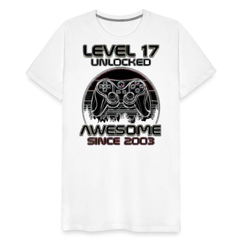 Gamer T-Shirt Top Level 17 Unlocked Fashion Herren Streetwear 100% Baumwolle