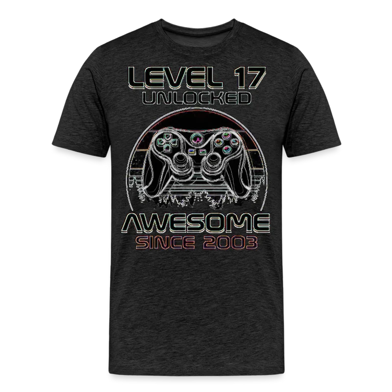 Gamer T-Shirt Top Level 17 Unlocked Fashion Herren Streetwear 100% Baumwolle