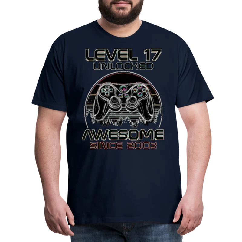 Gamer T-Shirt Top Level 17 Unlocked Fashion Herren Streetwear 100% Baumwolle
