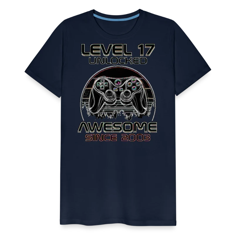 Gamer T-Shirt Top Level 17 Unlocked Fashion Herren Streetwear 100% Baumwolle