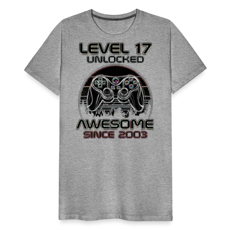 Gamer T-Shirt Top Level 17 Unlocked Fashion Herren Streetwear 100% Baumwolle