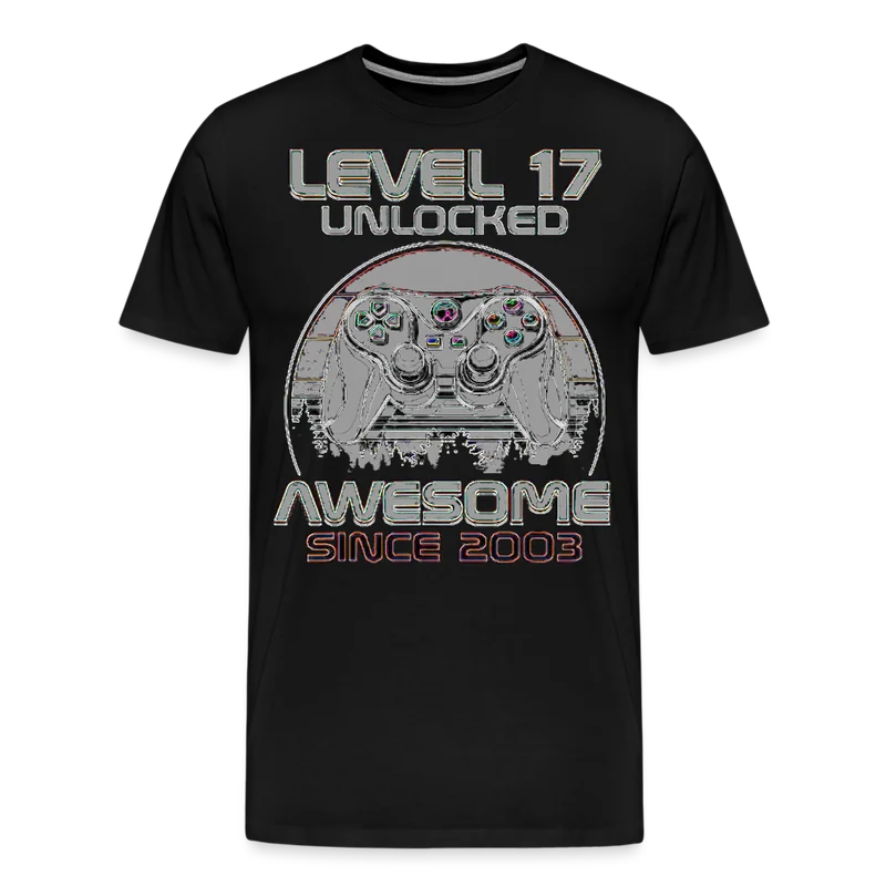 Gamer T-Shirt Top Level 17 Unlocked Fashion Herren Streetwear 100% Baumwolle