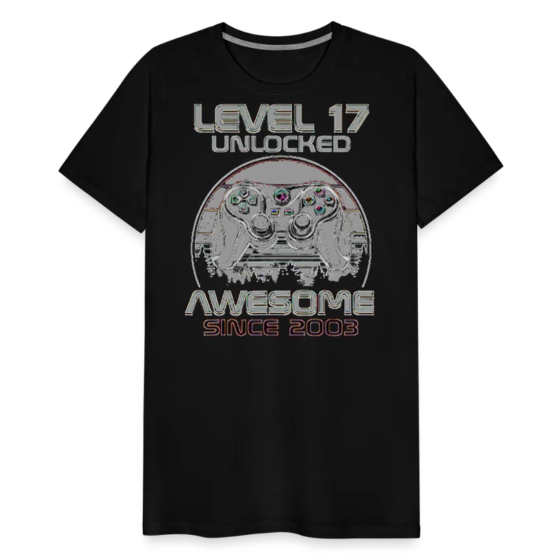 Gamer T-Shirt Top Level 17 Unlocked Fashion Herren Streetwear 100% Baumwolle