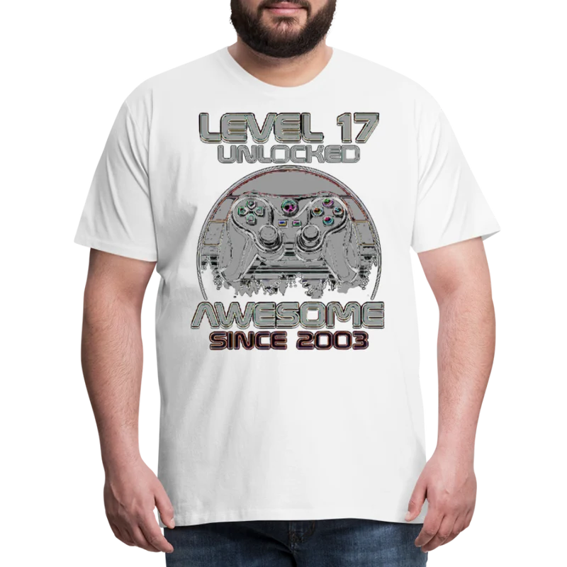 Gamer T-Shirt Top Level 17 Unlocked Fashion Herren Streetwear 100% Baumwolle