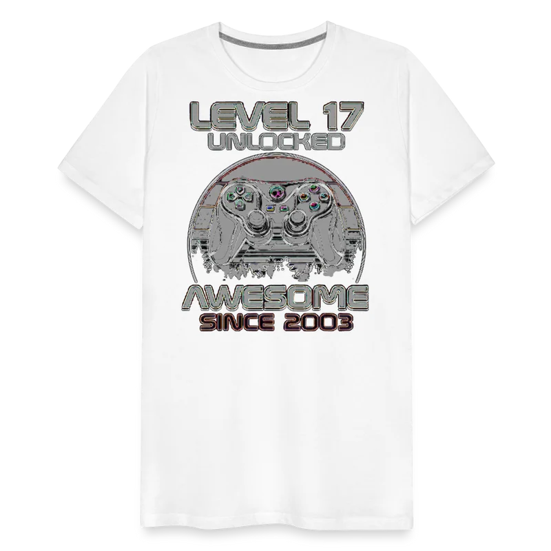 Gamer T-Shirt Top Level 17 Unlocked Fashion Herren Streetwear 100% Baumwolle