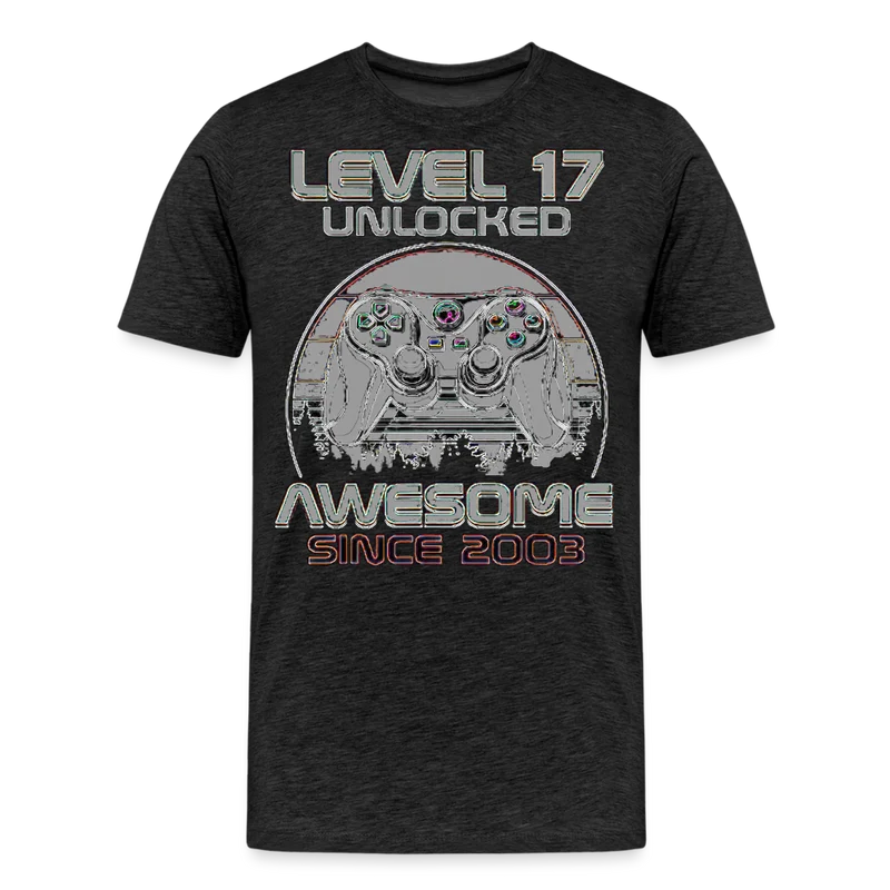 Gamer T-Shirt Top Level 17 Unlocked Fashion Herren Streetwear 100% Baumwolle