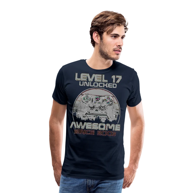 Gamer T-Shirt Top Level 17 Unlocked Fashion Herren Streetwear 100% Baumwolle