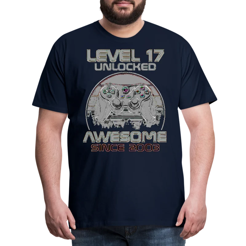 Gamer T-Shirt Top Level 17 Unlocked Fashion Herren Streetwear 100% Baumwolle