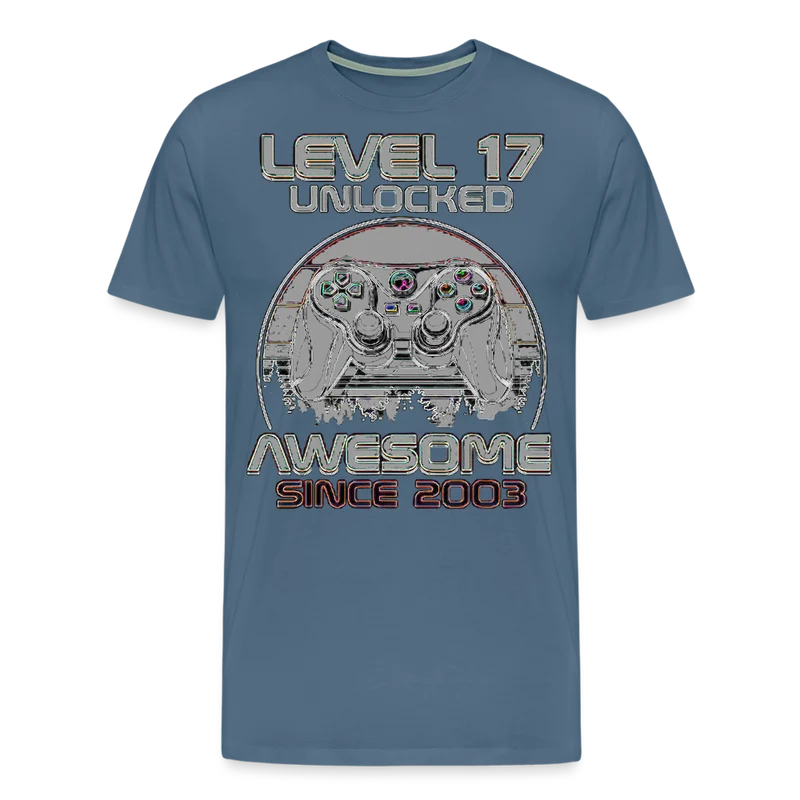 Gamer T-Shirt Top Level 17 Unlocked Fashion Herren Streetwear 100% Baumwolle