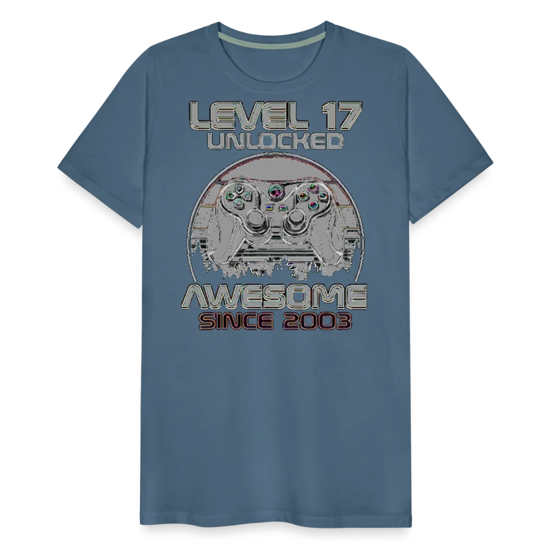 Gamer T-Shirt Top Level 17 Unlocked Fashion Herren Streetwear 100% Baumwolle