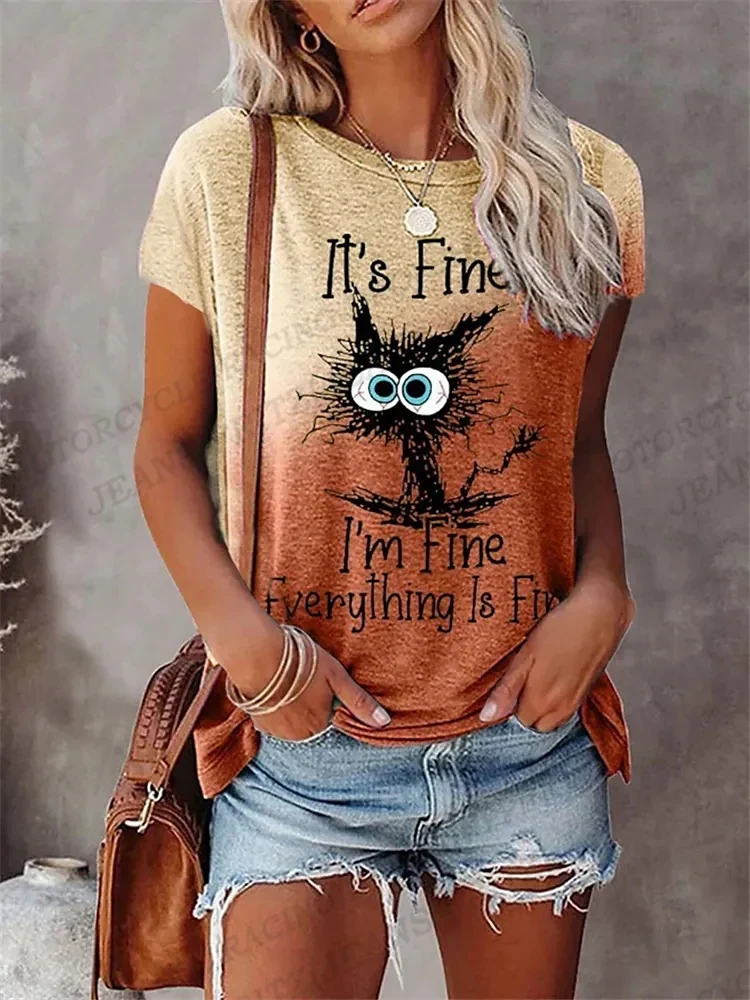 Damen Sommer Top 3D Cartoon T-Shirt Rundhals Streetwear lockeres Damentop Bluse
