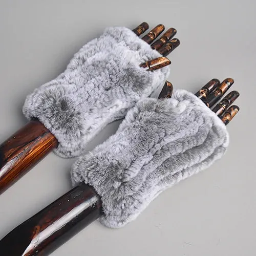 Winter Handschuhe Damen Strick fingerlose Handwärmer Fäustlinge Halbfinger